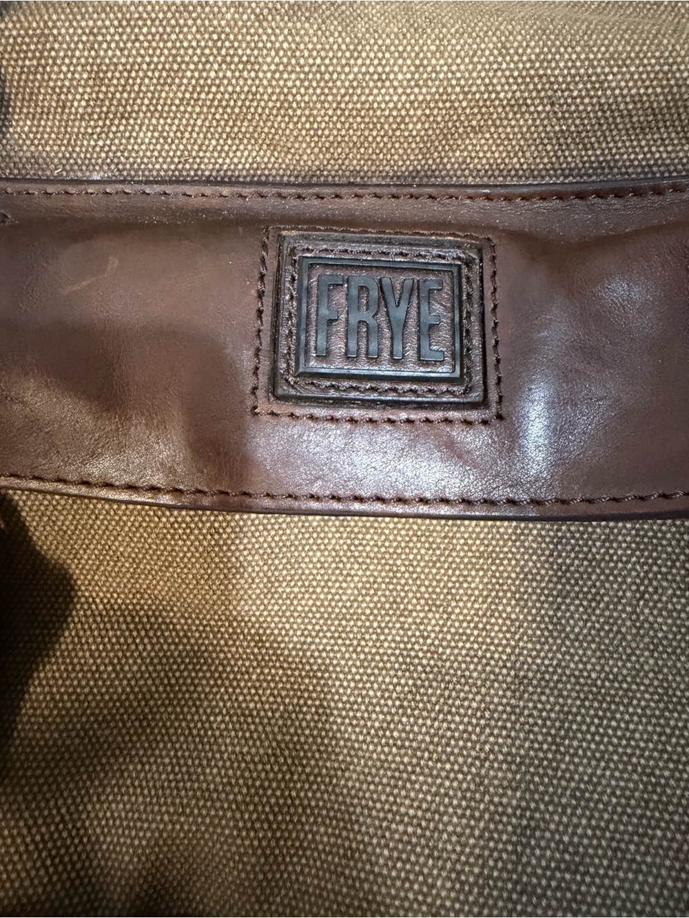 Frye Canvas Leather Weekender Duffle Bag Brown 22” Travel Carry On Shoulder